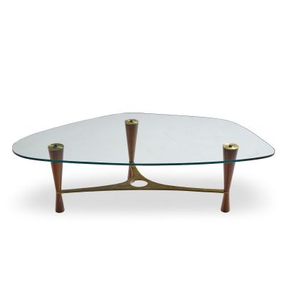 Edward Wormley Edward Wormley for Dunbar Model 5309 Mid Century Brass and Rosewood Coffee Table