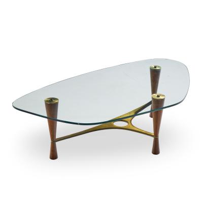 Edward Wormley Edward Wormley for Dunbar Model 5309 Mid Century Brass and Rosewood Coffee Table