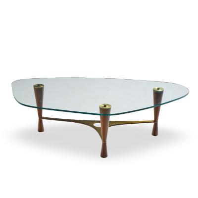 Edward Wormley Edward Wormley for Dunbar Model 5309 Mid Century Brass and Rosewood Coffee Table
