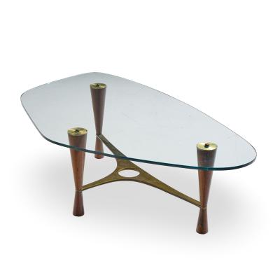 Edward Wormley Edward Wormley for Dunbar Model 5309 Mid Century Brass and Rosewood Coffee Table