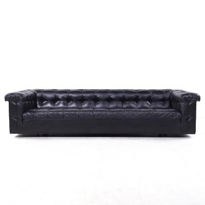 Edward Wormley Edward Wormley for Dunbar Model 5407 Mid Century Black Leather Party Sofa