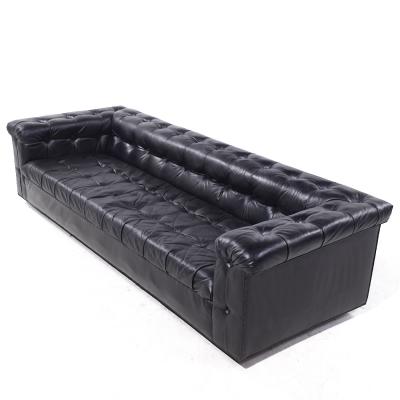 Edward Wormley Edward Wormley for Dunbar Model 5407 Mid Century Black Leather Party Sofa