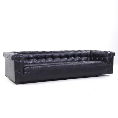 Edward Wormley Edward Wormley for Dunbar Model 5407 Mid Century Black Leather Party Sofa