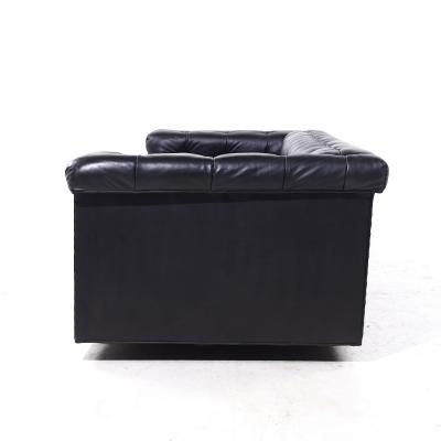 Edward Wormley Edward Wormley for Dunbar Model 5407 Mid Century Black Leather Party Sofa