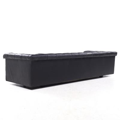 Edward Wormley Edward Wormley for Dunbar Model 5407 Mid Century Black Leather Party Sofa