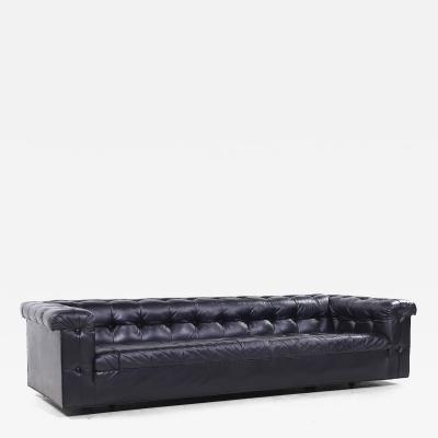 Edward Wormley Edward Wormley for Dunbar Model 5407 Mid Century Black Leather Party Sofa