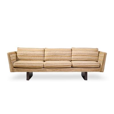 Edward Wormley Edward Wormley for Dunbar Model 5485A Mid Century Mahogany Angle Arm Sofa