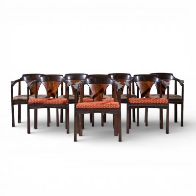 Edward Wormley Edward Wormley for Dunbar Model 935 Walnut and Rosewood Chairs Set of 8