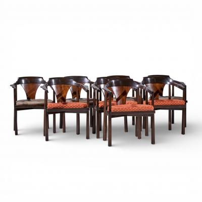 Edward Wormley Edward Wormley for Dunbar Model 935 Walnut and Rosewood Chairs Set of 8