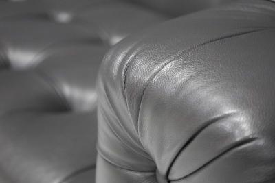 Edward Wormley Edward Wormley for Dunbar Party Sofa Model 5407 in Dark Gray Leather