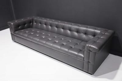 Edward Wormley Edward Wormley for Dunbar Party Sofa Model 5407 in Dark Gray Leather