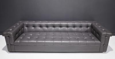 Edward Wormley Edward Wormley for Dunbar Party Sofa Model 5407 in Dark Gray Leather
