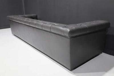 Edward Wormley Edward Wormley for Dunbar Party Sofa Model 5407 in Dark Gray Leather