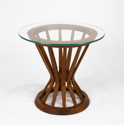 Edward Wormley Edward Wormley for Dunbar Sheaf of Wheat Side Table in Mahogany with Glass Top