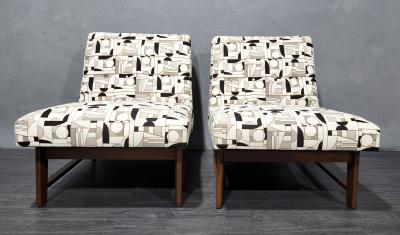 Edward Wormley Edward Wormley for Dunbar Slipper Chairs in French Fabric