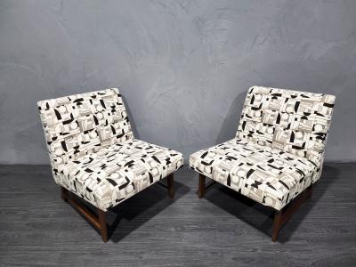 Edward Wormley Edward Wormley for Dunbar Slipper Chairs in French Fabric