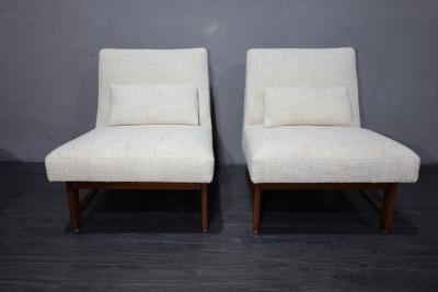 Edward Wormley Edward Wormley for Dunbar Slipper Chairs in Holly Hunt Great Plains Weave