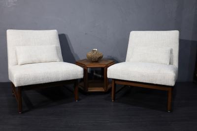 Edward Wormley Edward Wormley for Dunbar Slipper Chairs in Holly Hunt Great Plains Weave