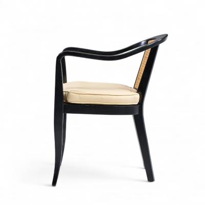 Edward Wormley Edward Wormley for Dunbar Style Mid Century Cane and Black Lacquer Lounge Chair