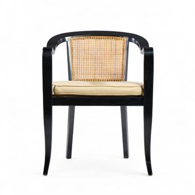 Edward Wormley Edward Wormley for Dunbar Style Mid Century Cane and Black Lacquer Lounge Chair