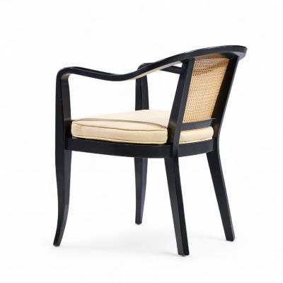 Edward Wormley Edward Wormley for Dunbar Style Mid Century Cane and Black Lacquer Lounge Chair