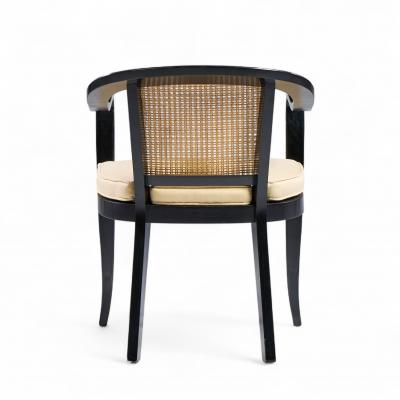 Edward Wormley Edward Wormley for Dunbar Style Mid Century Cane and Black Lacquer Lounge Chair