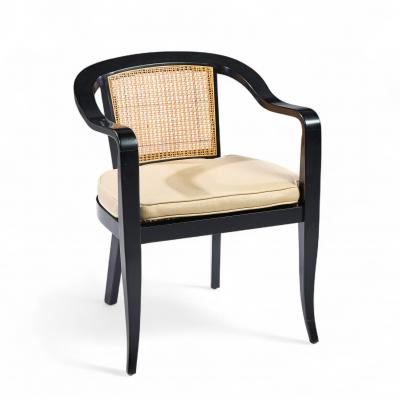 Edward Wormley Edward Wormley for Dunbar Style Mid Century Cane and Black Lacquer Lounge Chair