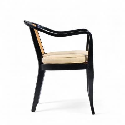Edward Wormley Edward Wormley for Dunbar Style Mid Century Cane and Black Lacquer Lounge Chair
