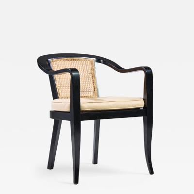 Edward Wormley Edward Wormley for Dunbar Style Mid Century Cane and Black Lacquer Lounge Chair