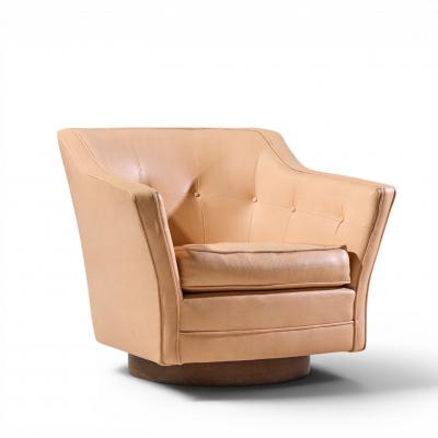 Edward Wormley Edward Wormley for Dunbar Style Mid Century Walnut Swivel Lounge Chairs Pair