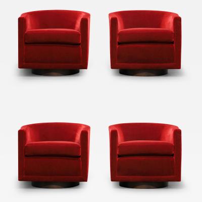 Edward Wormley Edward Wormley for Dunbar Swivel Chairs in Claret Mohair set of Four