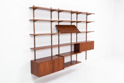 Edward Wormley Edward Wormley for Dunbar Three Bay Walnut Brass Shelving System 1952