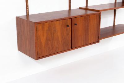 Edward Wormley Edward Wormley for Dunbar Three Bay Walnut Brass Shelving System 1952