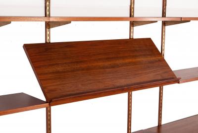 Edward Wormley Edward Wormley for Dunbar Three Bay Walnut Brass Shelving System 1952