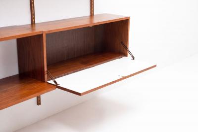 Edward Wormley Edward Wormley for Dunbar Three Bay Walnut Brass Shelving System 1952