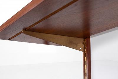 Edward Wormley Edward Wormley for Dunbar Three Bay Walnut Brass Shelving System 1952