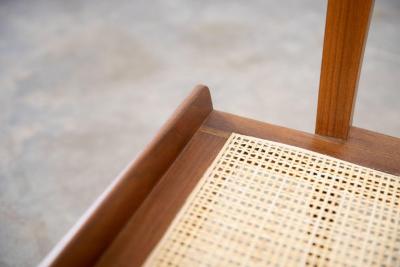 Edward Wormley Edward Wormley for Dunbar Tilt Back Sheridan Lounge Chair in Walnut Cane Brass