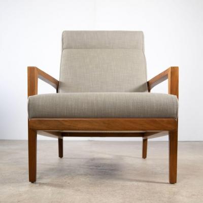 Edward Wormley Edward Wormley for Dunbar Tilt Back Sheridan Lounge Chair in Walnut Cane Brass