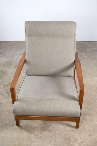 Edward Wormley Edward Wormley for Dunbar Tilt Back Sheridan Lounge Chair in Walnut Cane Brass