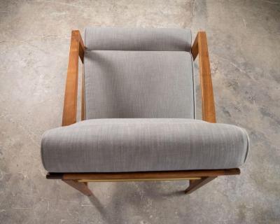 Edward Wormley Edward Wormley for Dunbar Tilt Back Sheridan Lounge Chair in Walnut Cane Brass