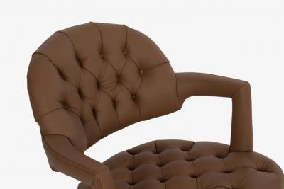 Edward Wormley Edward Wormley for Dunbar Tufted Cantilevered Desk Chair in Spinneybeck Saddle L