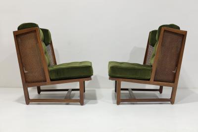 Edward Wormley Edward Wormley for Dunbar Wingback Model 6016 Chairs in Velvet