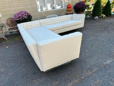 Edward Wormley Fabulous Wormley Dunbar Style Open Arm Two Piece Sectional Sofa Lucite Legs