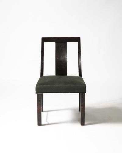 Edward Wormley Mahogany Linen and Brass Side Chair by Edward Wormley for Dunbar USA c 1950