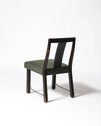 Edward Wormley Mahogany Linen and Brass Side Chair by Edward Wormley for Dunbar USA c 1950