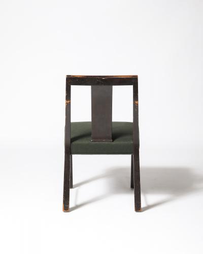 Edward Wormley Mahogany Linen and Brass Side Chair by Edward Wormley for Dunbar USA c 1950