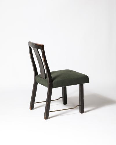 Edward Wormley Mahogany Linen and Brass Side Chair by Edward Wormley for Dunbar USA c 1950