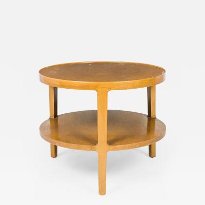 Edward Wormley Mid Century Circular Blond Maple Two Tier End Side Table
