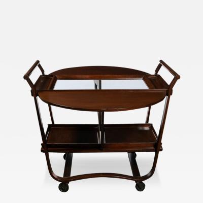 Edward Wormley Mid Century Hand Rubbed Walnut Drop Leaf Bar Cart by Edward Wormley for Dunbar