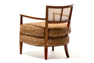 Edward Wormley Mid Century Modern Edward Wormley Style Cane Back Lounge Chairs in Curly Camel